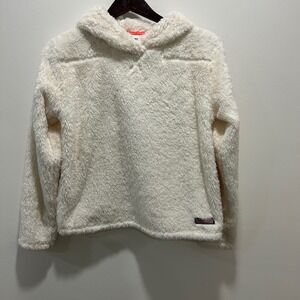 Vineyard Vines Kids Cream Fuzzy Fleece Hoodie Pullover XL (16) Youth
